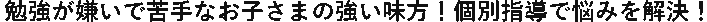 勉強が嫌い！苦手！なお子さまの強い味方！点数UPで自信をつけます！