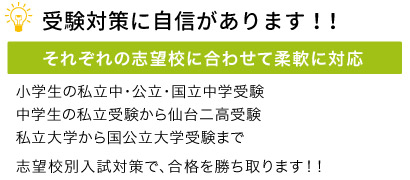 受験対策に自信あり。それぞれの志望校に合わせて柔軟に対応