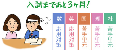 12月からは応用対策、他教科は苦手単元に絞って点数の底上げ！解説図