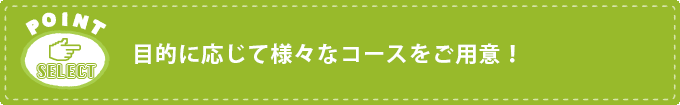 目的に応じて様々なコースをご用意！