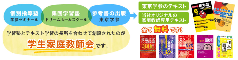 東京学参のテキストや当社オリジナルの家庭教師専用テキストを無料で提供！